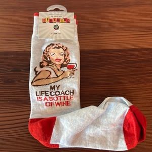 Funatic / Ephemera Socks. My life coach is a bottle of wine.